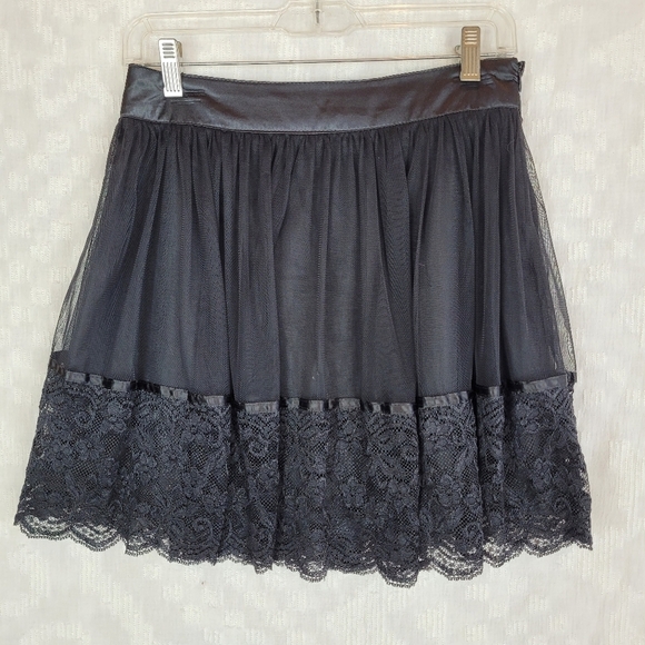 Forever 21 black lined tulle lace mini skirt whimsigoth edgy fairy witchy S/P - Picture 5 of 10
